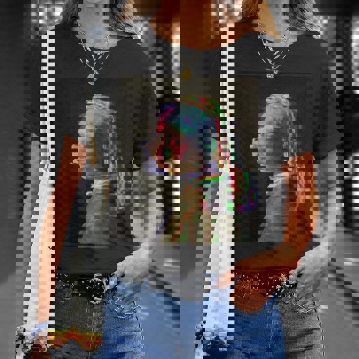 真珠の耳飾りの少女ヨハネスフェルメールグリッチ絵画 Girl With A Pearl Earringermeer Tシャツ 彼女への贈り物