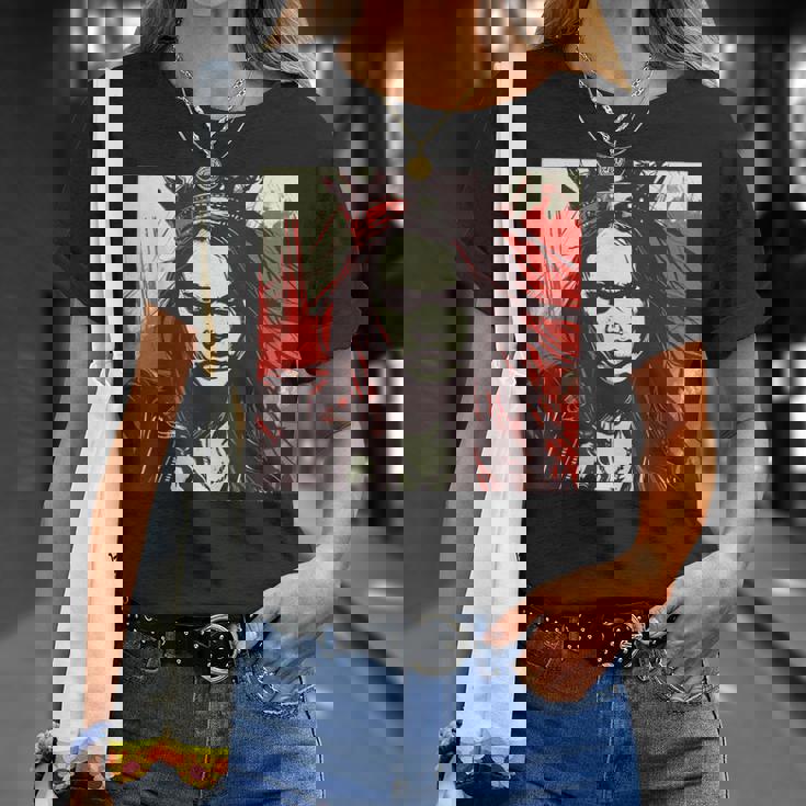 真面目な女王 野生の髪と尖った王冠 Tシャツ 彼女への贈り物