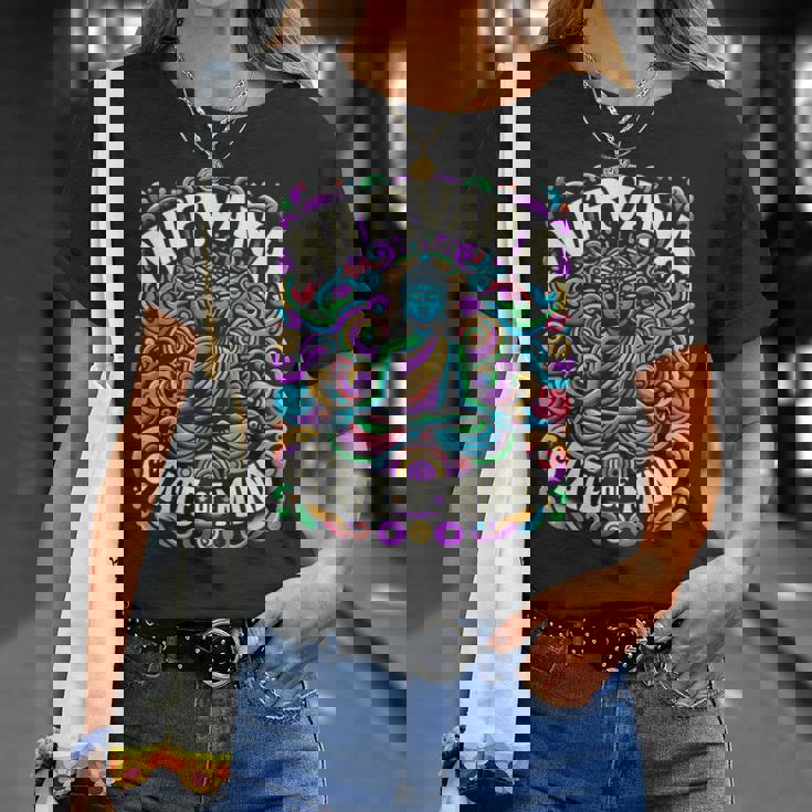 瞑想 Nirvanatate Of Mind ファニーグラフィックtシャツ Tシャツ 彼女への贈り物