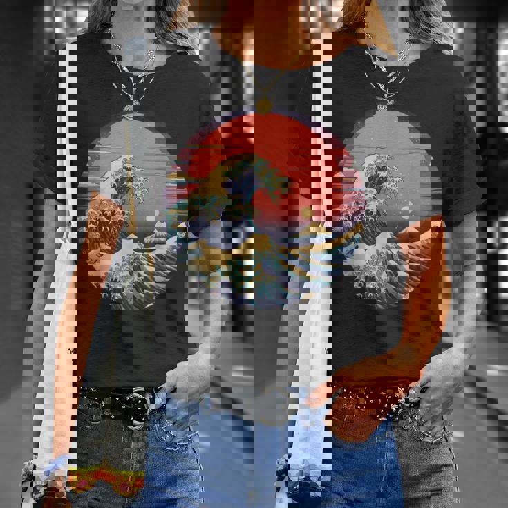 神奈川沖浪裏 葛飾北斎の 冨嶽三十六景 神奈川沖浪裏 富士山 レトロ ヴェイパーウェイヴ Tシャツ 彼女への贈り物