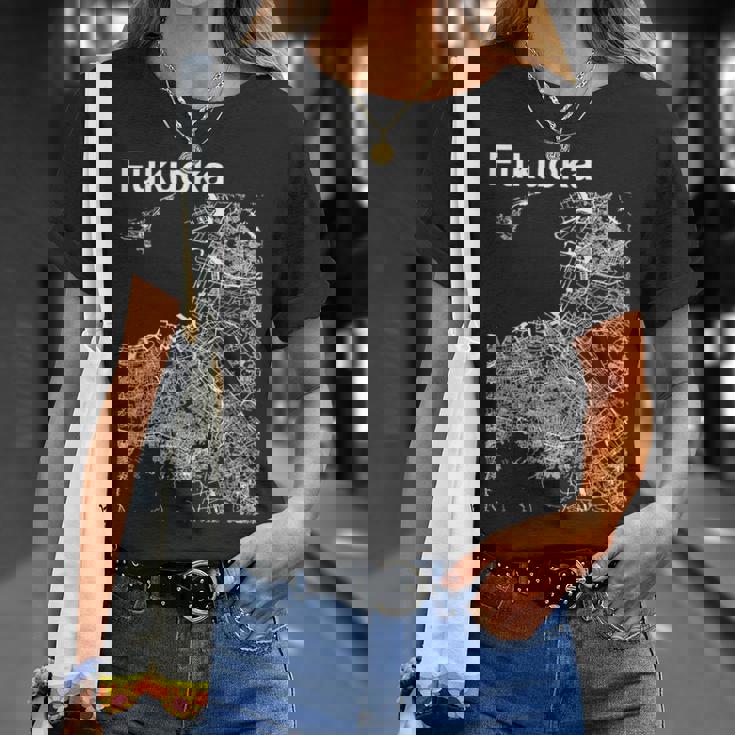 福岡ジャパン クラシック シティ マップ グラフィック Tシャツ 彼女への贈り物