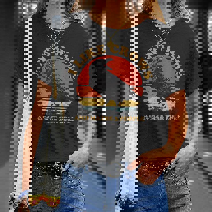 私はカラスと多分 3 人が好きです レトロ ビンテージ ブラック カラス Tシャツ 彼女への贈り物