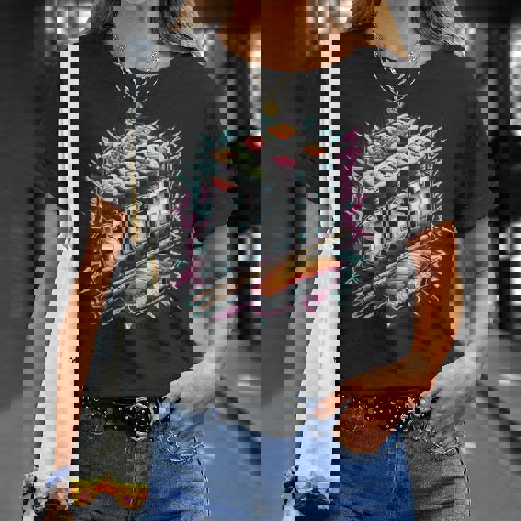 稲妻と閃光の寿司ティー 日本料理 Tシャツ 彼女への贈り物