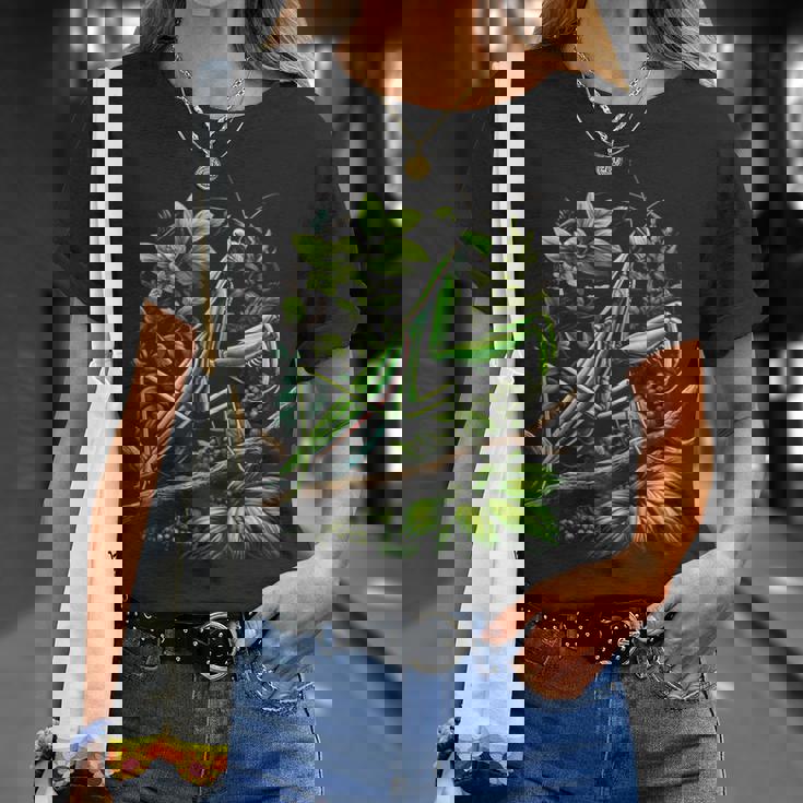 節足動物崇拝者 謎めいたカマキリ 水彩インク Tシャツ 彼女への贈り物