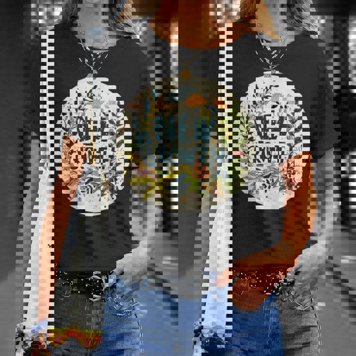 素敵な黄色い花と春の植物のための新しい成長スピーチ Tシャツ 彼女への贈り物