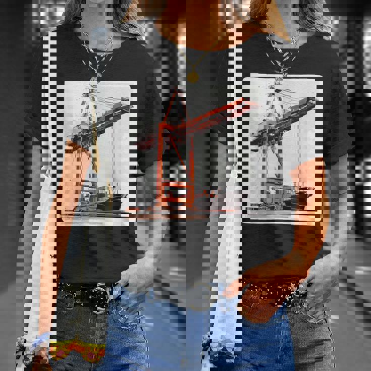 素晴らしいポートクレーン コンテナ船コスチューム Tシャツ 彼女への贈り物