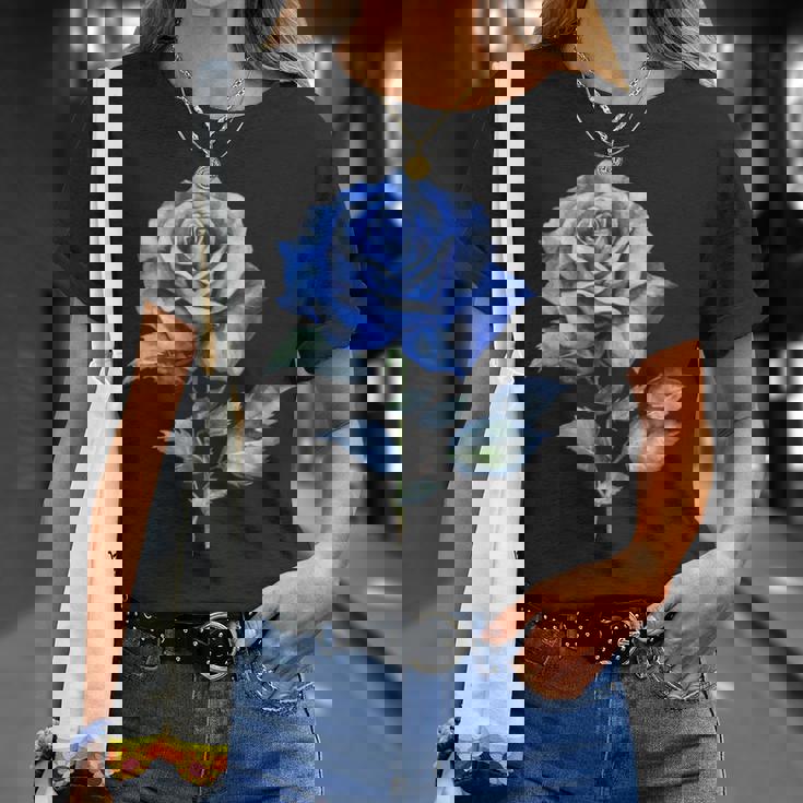 美しいブルーローズフローラルブルーフラワー Tシャツ 彼女への贈り物