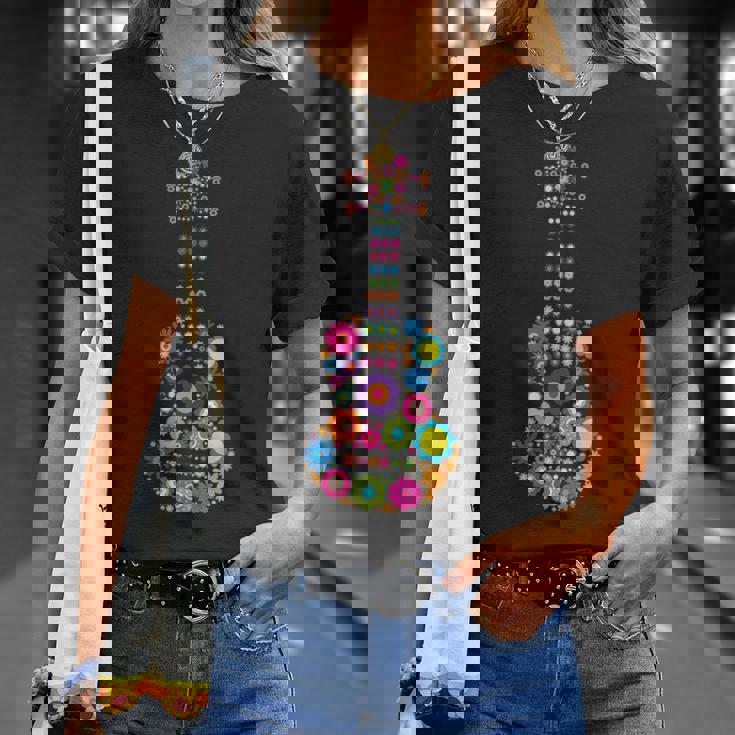 美しい花の4弦ウクレレ楽器 Tシャツ 彼女への贈り物