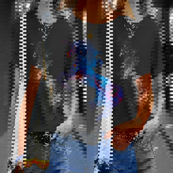 美的シルエット 夢のような宇宙 銀河 ユニコーン Tシャツ 彼女への贈り物