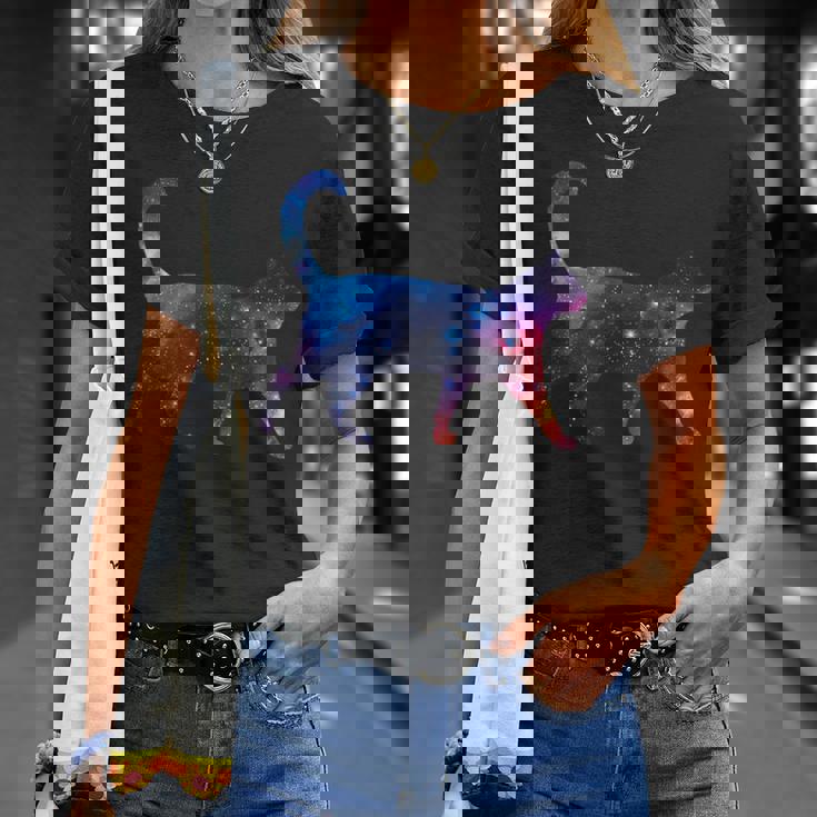 美的シルエット 星 宇宙 銀河 猫 Tシャツ 彼女への贈り物