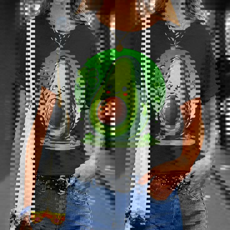 聖パトリックの日 アボカド 幸運の四つ葉のクローバー Tシャツ 彼女への贈り物