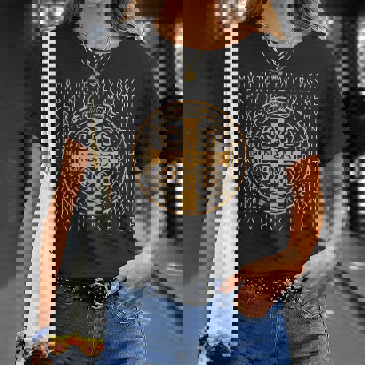 聖ベネディクト勲章 キリスト教の祈り Tシャツ 彼女への贈り物