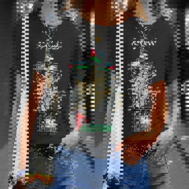 自由パレスチナガザパレスチナ国旗 アラビア語 Tシャツ 彼女への贈り物