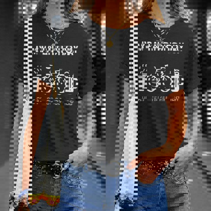 自転車 面白い ロードバイク 面白い サイクリスト 今日の私の計画 Tシャツ 彼女への贈り物