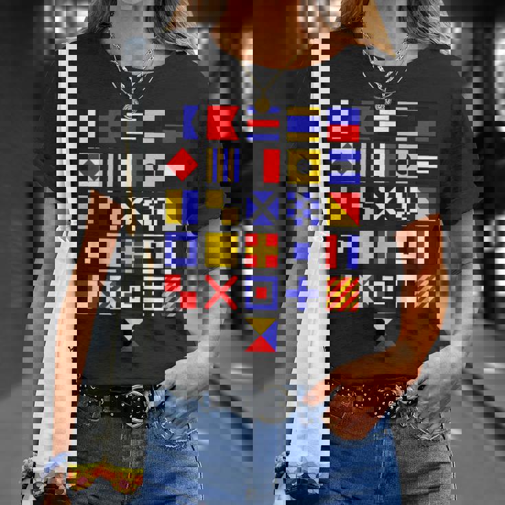 航海旗 アルファベット 国際海上信号旗 Tシャツ 彼女への贈り物