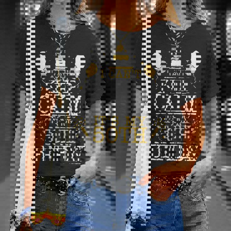 花火とケーキ I Can't Keep Calm It's My 50Th Birthday Tシャツ 彼女への贈り物