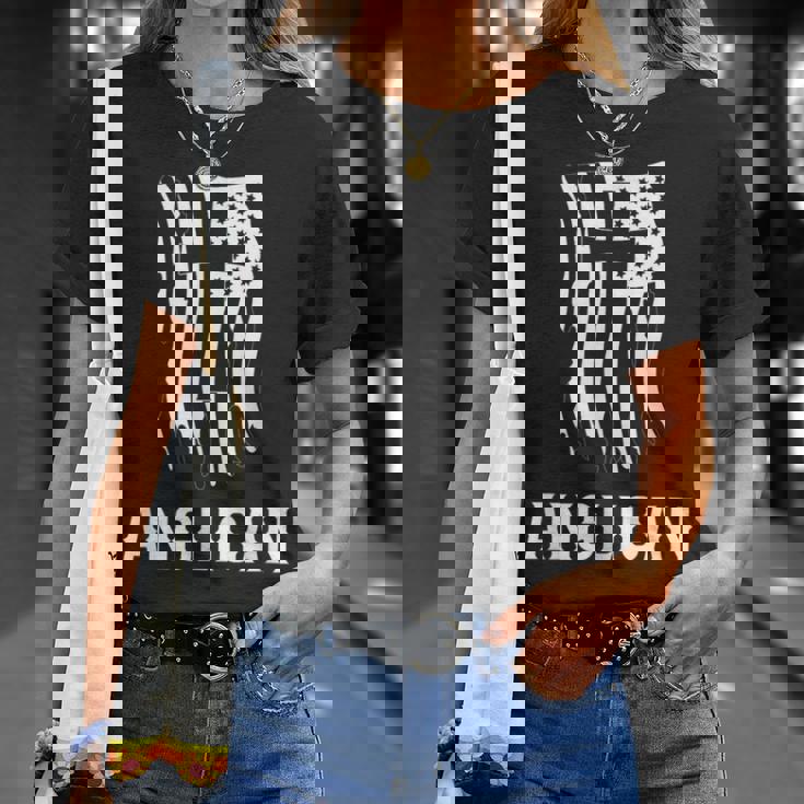 英国国教会 英国国教会 アメリカ国旗 英国国教会パトリオットデザイン Tシャツ 彼女への贈り物