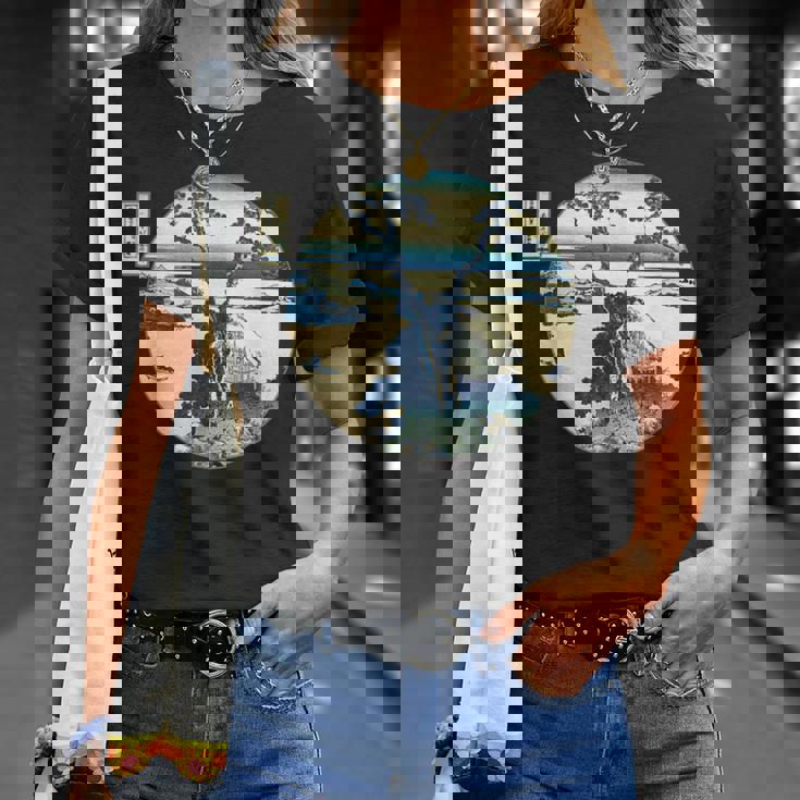 葛飾 北斎 信州諏訪湖 有名なヴィンテージアート スタイリッシュ Tシャツ 彼女への贈り物