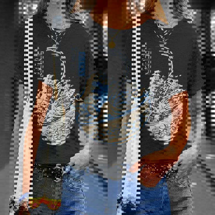 葛飾 北斎 神奈川沖浪裏 有名なヴィンテージアート ラーメン好き ラーメンオタク ラーメン 面白い ネタ ごはん 飯 麺 Tシャツ 彼女への贈り物