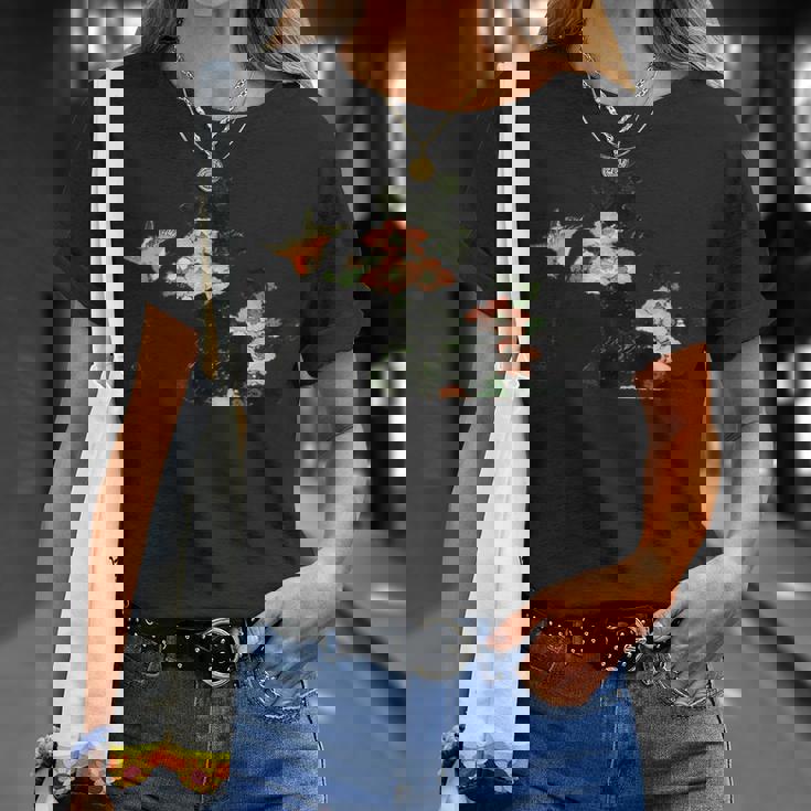 葛飾北斎作「ハイビスカスとスズメ」1830 Tシャツ 彼女への贈り物