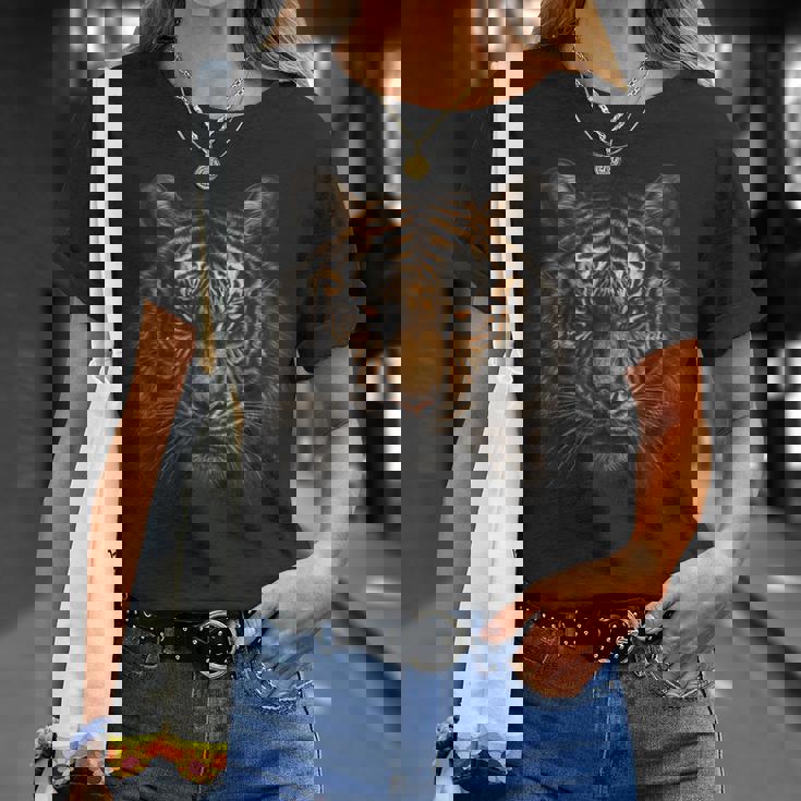 虎のアニマルプリントアート動物愛好家トラ。 Tシャツ 彼女への贈り物