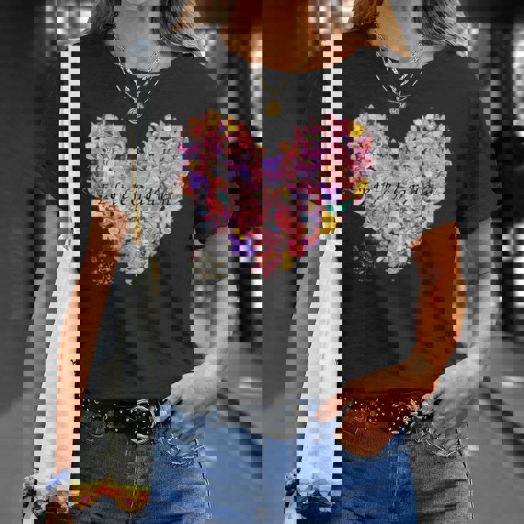 蝶 ハート かわいい 庭 Tシャツ 彼女への贈り物