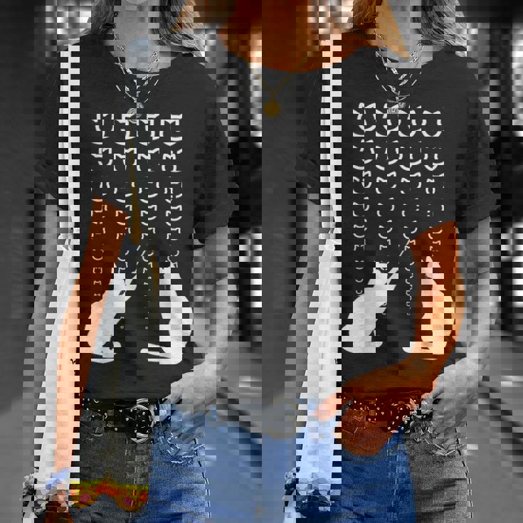 視力検査 猫の視力検査 おもしろ ネコ ねこ動物 シルエット モノトーン 白黒 黒猫 猫好き 猫の飼い主 Tシャツ 彼女への贈り物