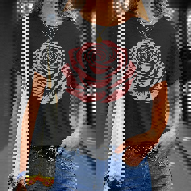 赤 バラ 花 バラの頭 庭 夏 Rose Red Flower Roses Tシャツ 彼女への贈り物