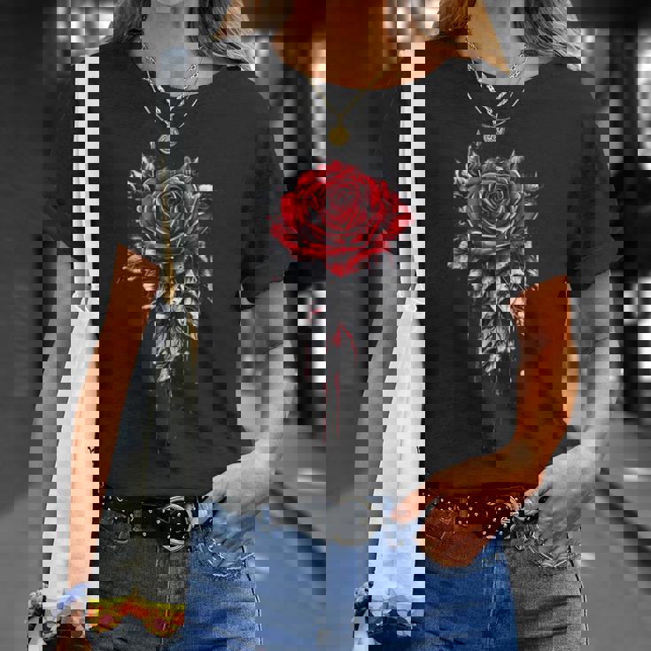 赤いバラ 花 ボタニスト 庭 花 バラ Tシャツ 彼女への贈り物