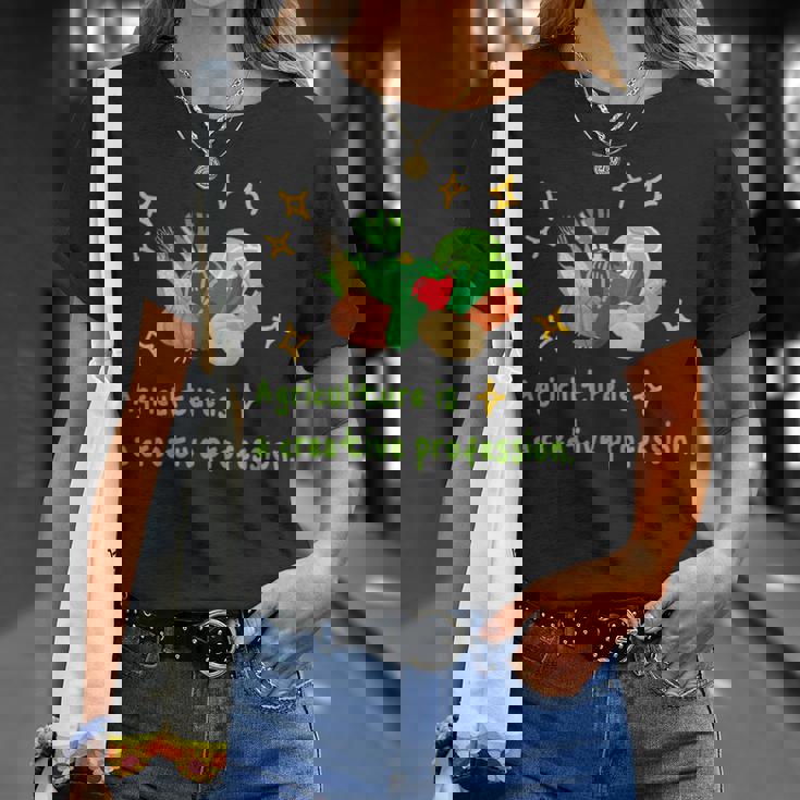 農業はクリエイティブ 野菜 生産 畑 家庭菜園 農家 アグリカルチャー 食育 芸術作品 メンズ レディース キッズ Tシャツ 彼女への贈り物