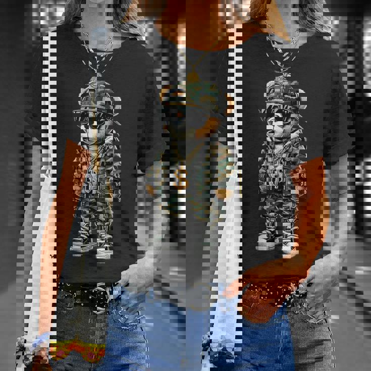 迷彩 ヒップホップ テディベア 迷彩 Tシャツ 彼女への贈り物