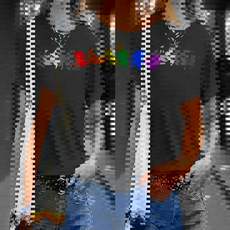 遊び好きなレインボーキャット Lgbtq プライド 楽しい Tシャツ 彼女への贈り物