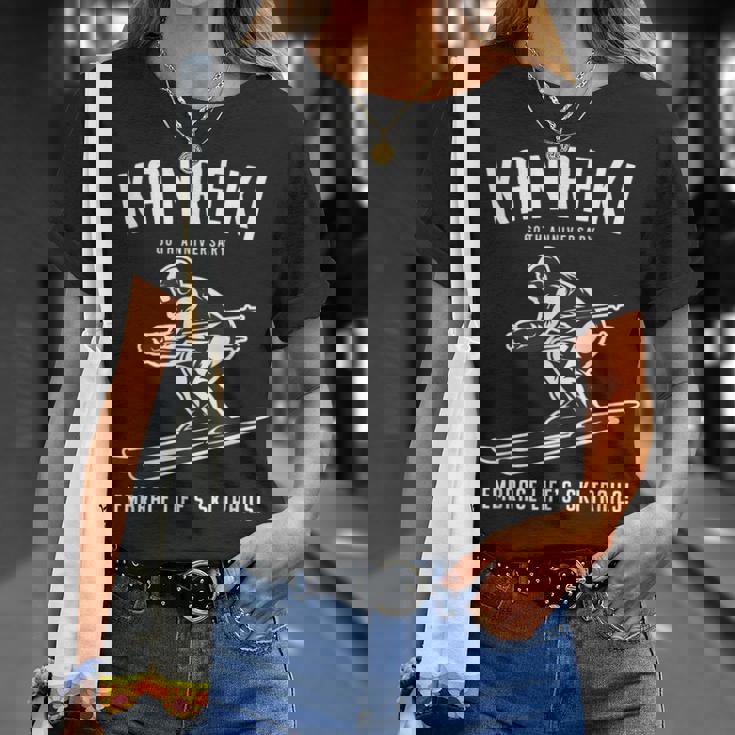 還暦祝い スキー好き 雪好き 父 母 男性 女性 60歳お祝い Embrace Life'ski Trails Tシャツ 彼女への贈り物