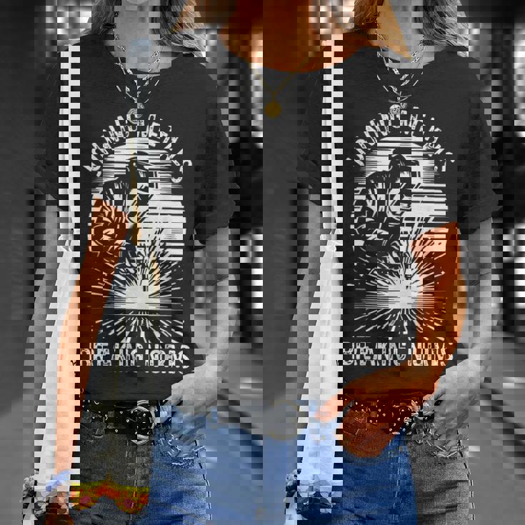 金属の接合 常識を打ち破る 溶接工 仕事 溶接 Tシャツ 彼女への贈り物