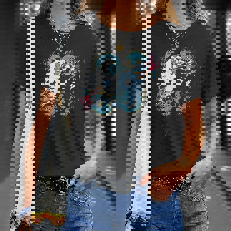 陰陽 太極竜デザイン 瞑想用 太極拳 Tシャツ 彼女への贈り物