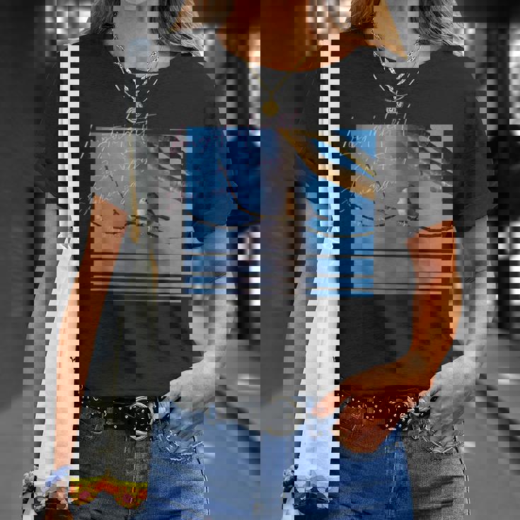 雪の妖精 北海道 日本の小鳥 青空 写真 Tシャツ 彼女への贈り物