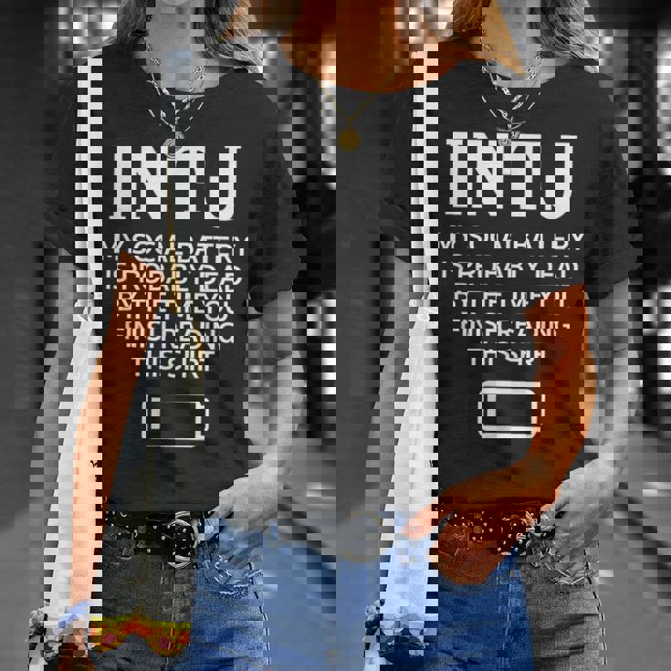 面白い Intj ソーシャルバッテリー 内向的 直感的 パーソナリティ Tシャツ 彼女への贈り物