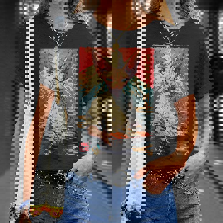 面白い かわいい 和食 アニメ アート スフィンクス 猫 寿司 シェフ Tシャツ 彼女への贈り物