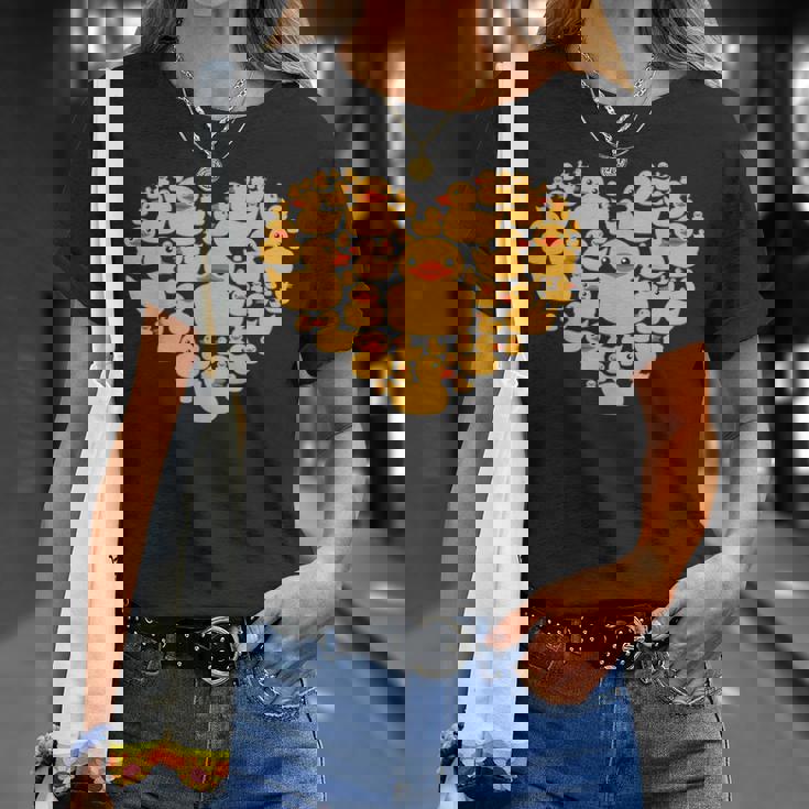 面白い ラバーダック ギフト メンズ レディース クールラバー アヒル ハート Tシャツ 彼女への贈り物