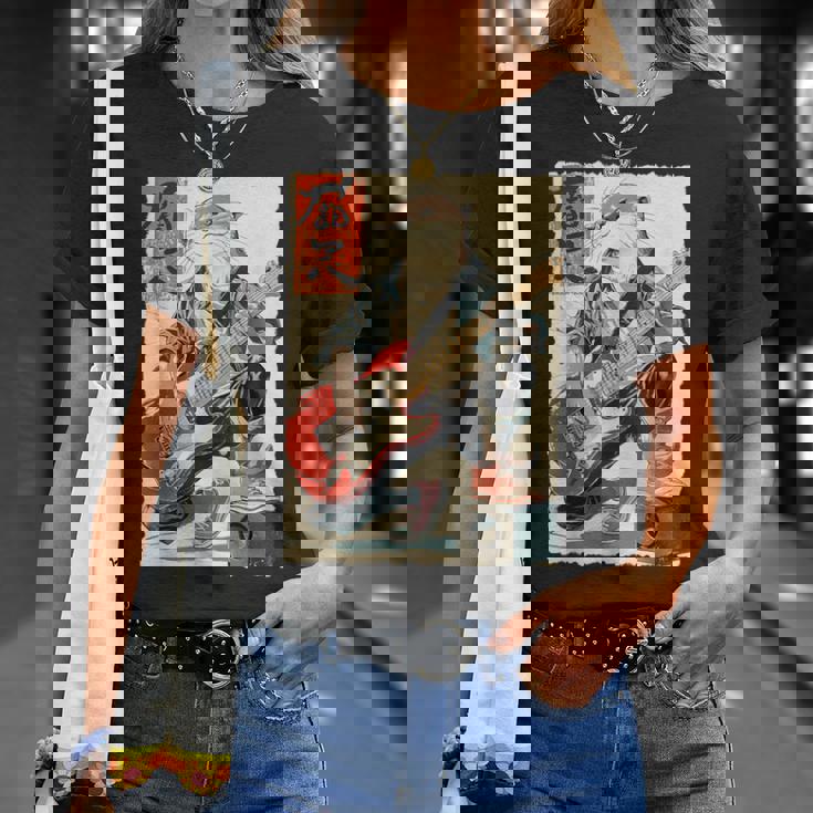 面白い 漫画 アニメ 日本美術 カワウソ ギターを弾く ロック Tシャツ 彼女への贈り物