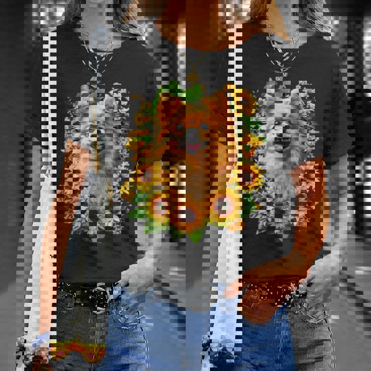 面白いtシャツ ポメラニアン ひまわり わんこ メンズ 犬好き グッズ かわいい おもしろ 面白い 服 ネタ Tシャツ 彼女への贈り物