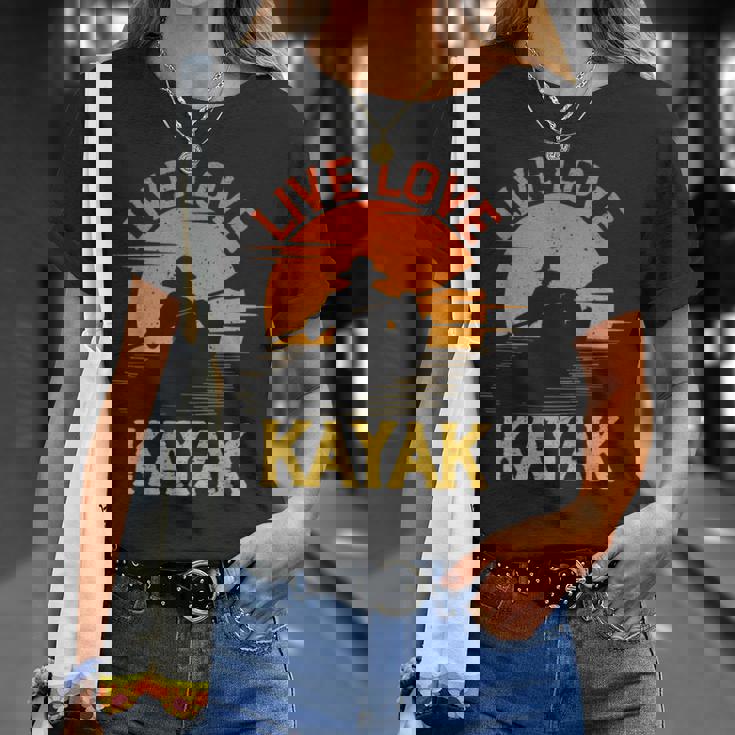 面白いカヤック愛好家 カヤックライブ ラブカヤック Tシャツ 彼女への贈り物