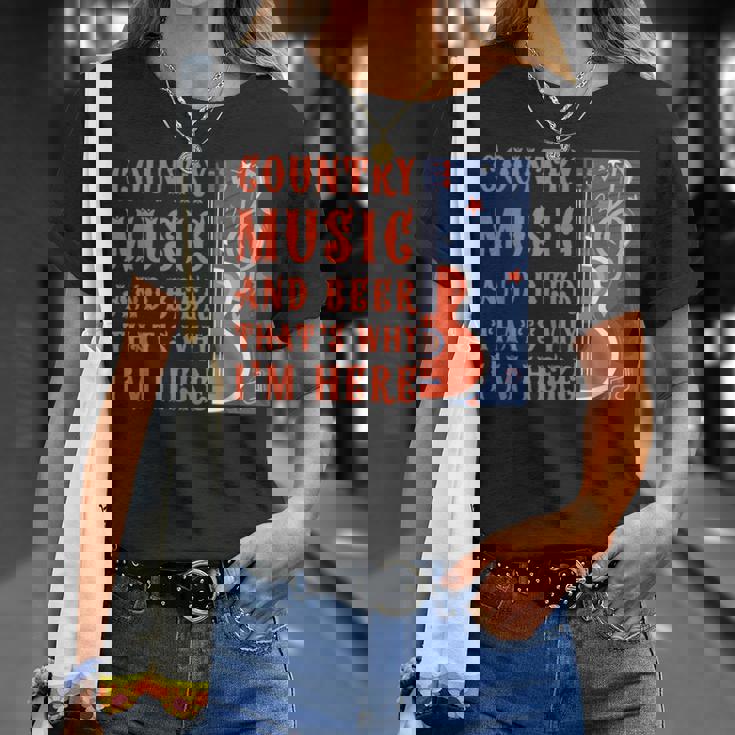 面白いカントリーミュージック&ビール音楽祭 アコースティックギター Tシャツ 彼女への贈り物