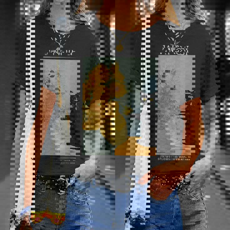 面白いゴッホ ひまわり 猫 ミーム ゴッホ アート Tシャツ 彼女への贈り物