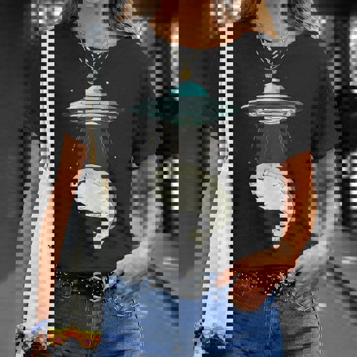 面白いサカバンバスピス フィッシュミーム Ufo アブダクション Tシャツ 彼女への贈り物