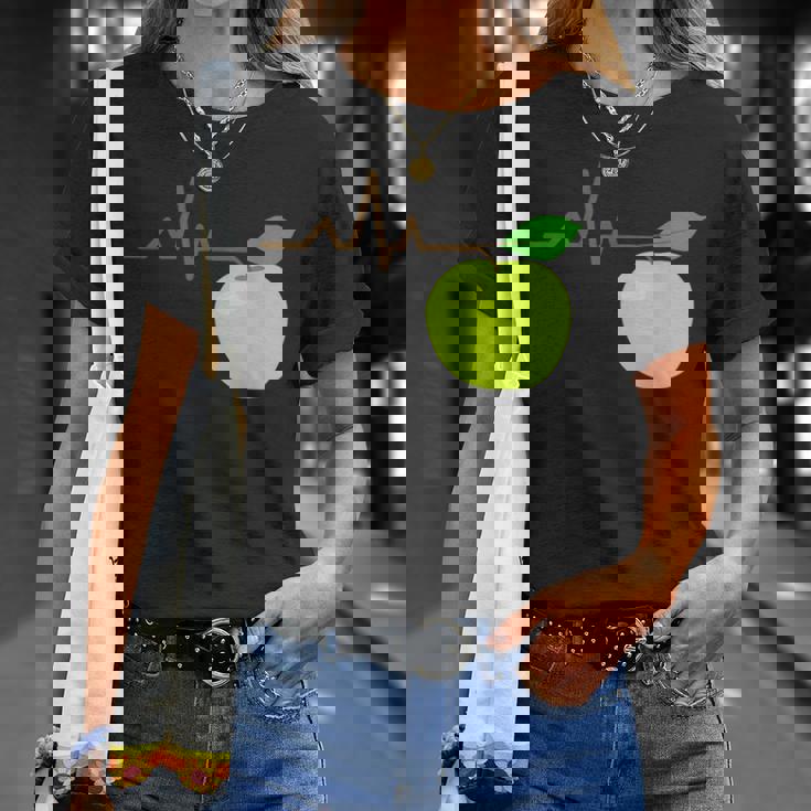 面白いハートビートekgアップルフルーツフルーツアップルギフト Tシャツ 彼女への贈り物
