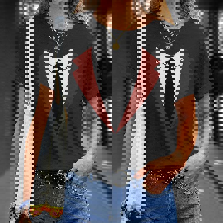 面白いバーガンディレッドタキシードバーテンダータキシードクリスマス Tシャツ 彼女への贈り物