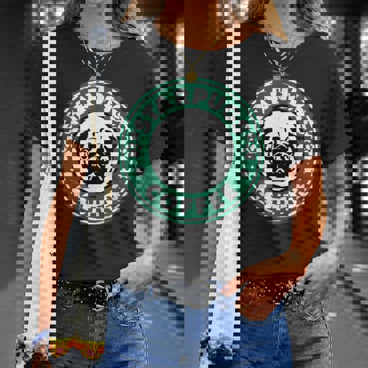 面白いパグ&コーヒー Tシャツ 彼女への贈り物
