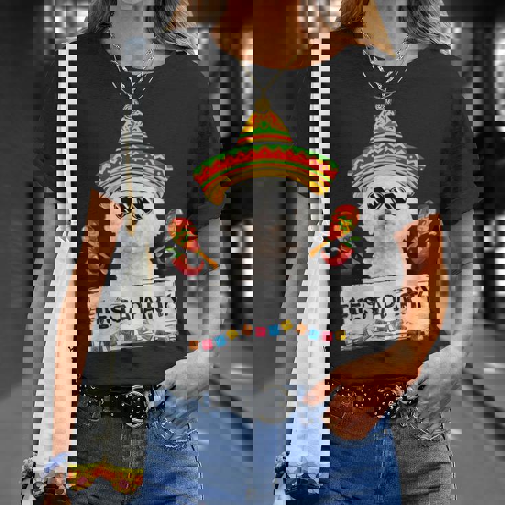 面白いパーティー かわいいビション・フリーゼ ソンブレロ サングラス Tシャツ 彼女への贈り物