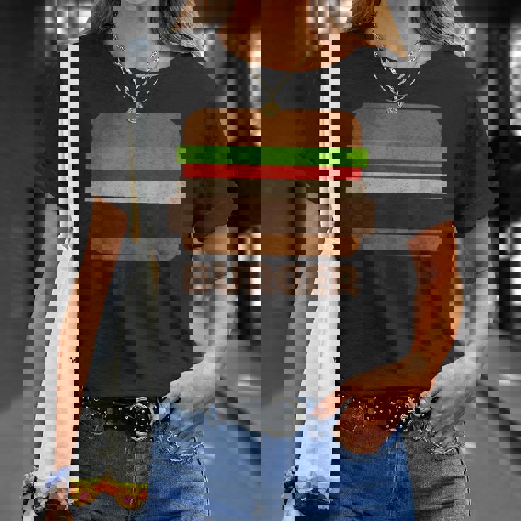 面白いフードハンバーガーのグラフィック。男性と男の子用。 Tシャツ 彼女への贈り物